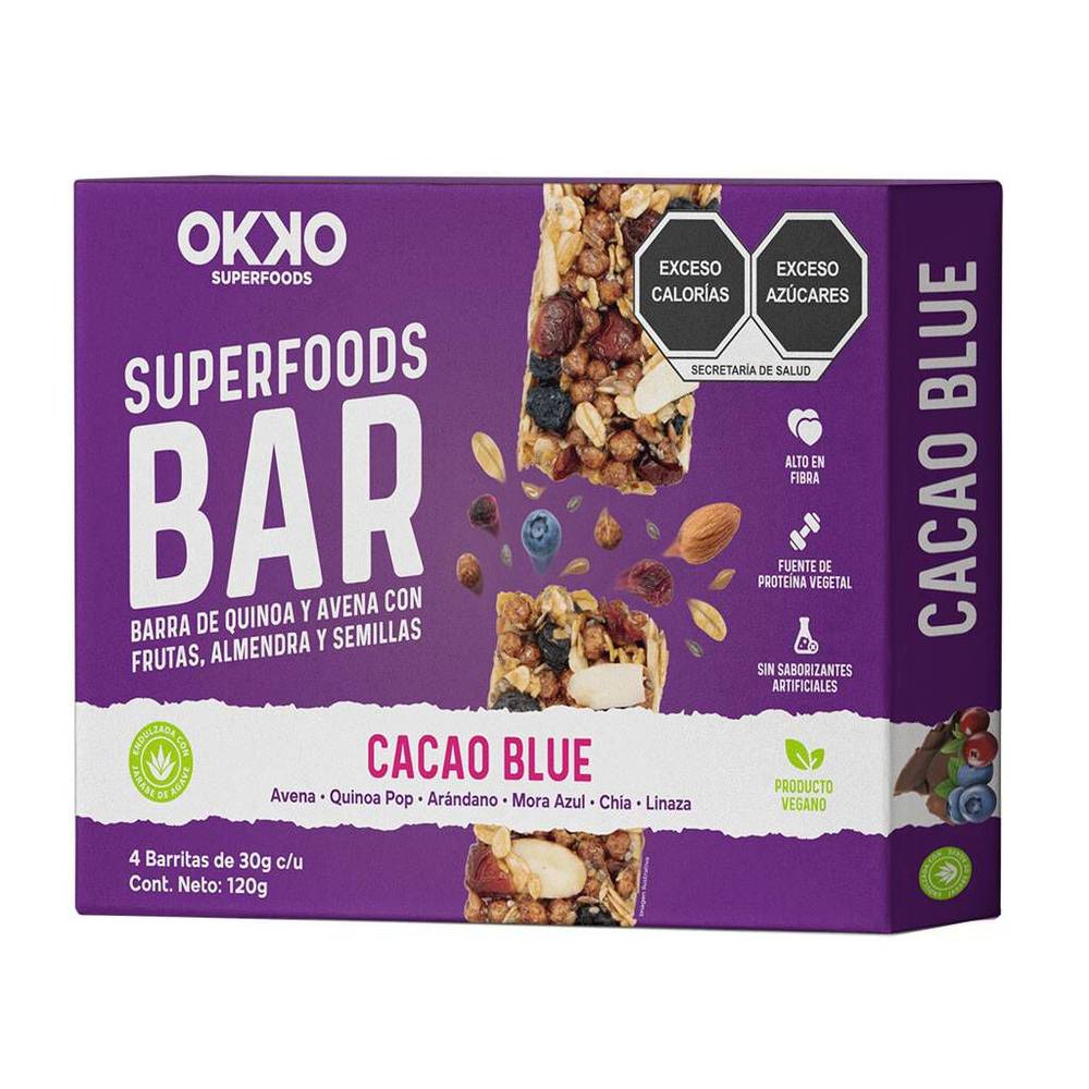 Okko barritas cacao blue (4 piezas)