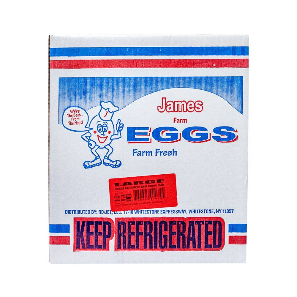 James Farm - Large Loose White Eggs - 15 Dozen (1X15|Case of 1)