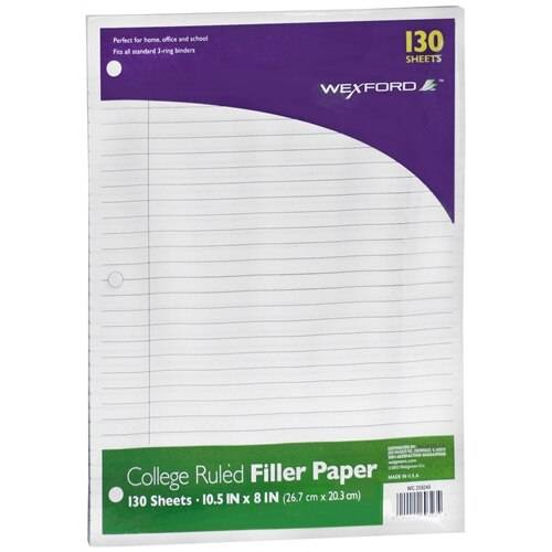 Order Wexford College Ruled Filler Paper - 130.0 sh food online from Walgreens store, Chino on bringmethat.com