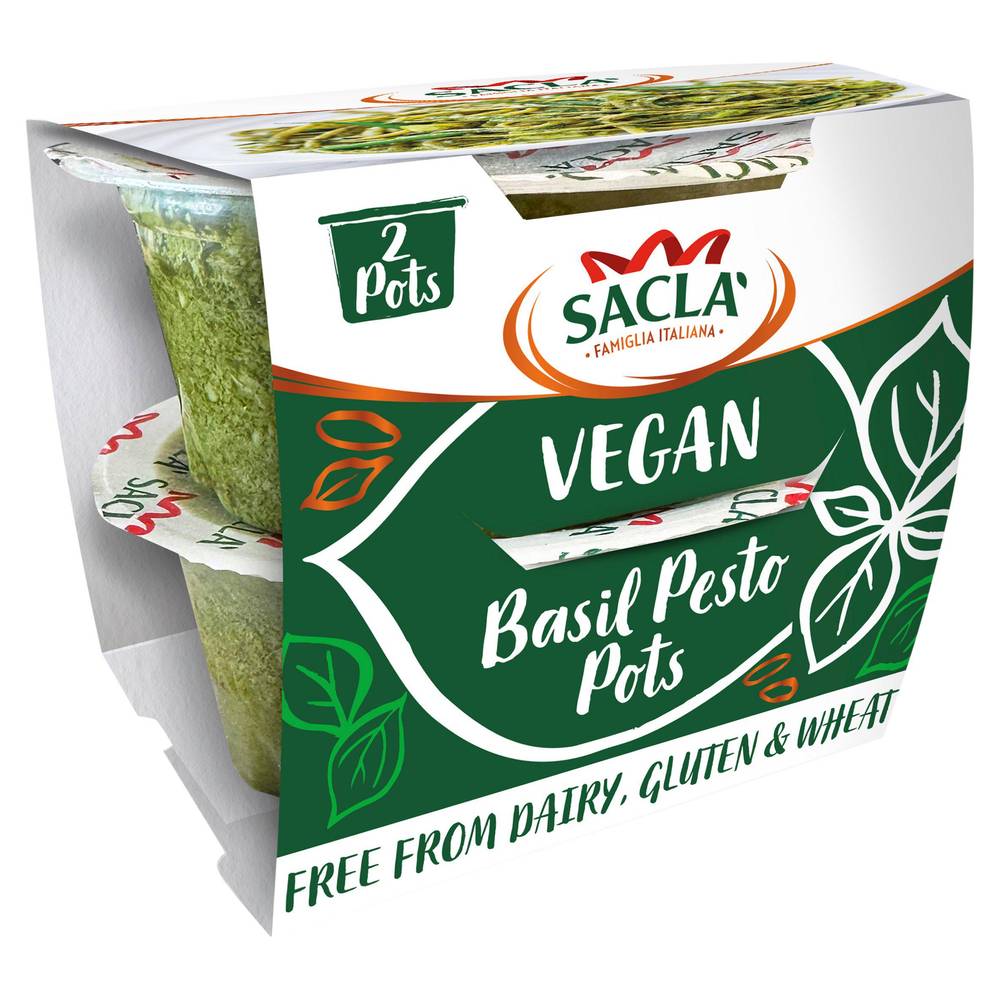 Sacla' Vegan Basil Pesto Pots 2x45g