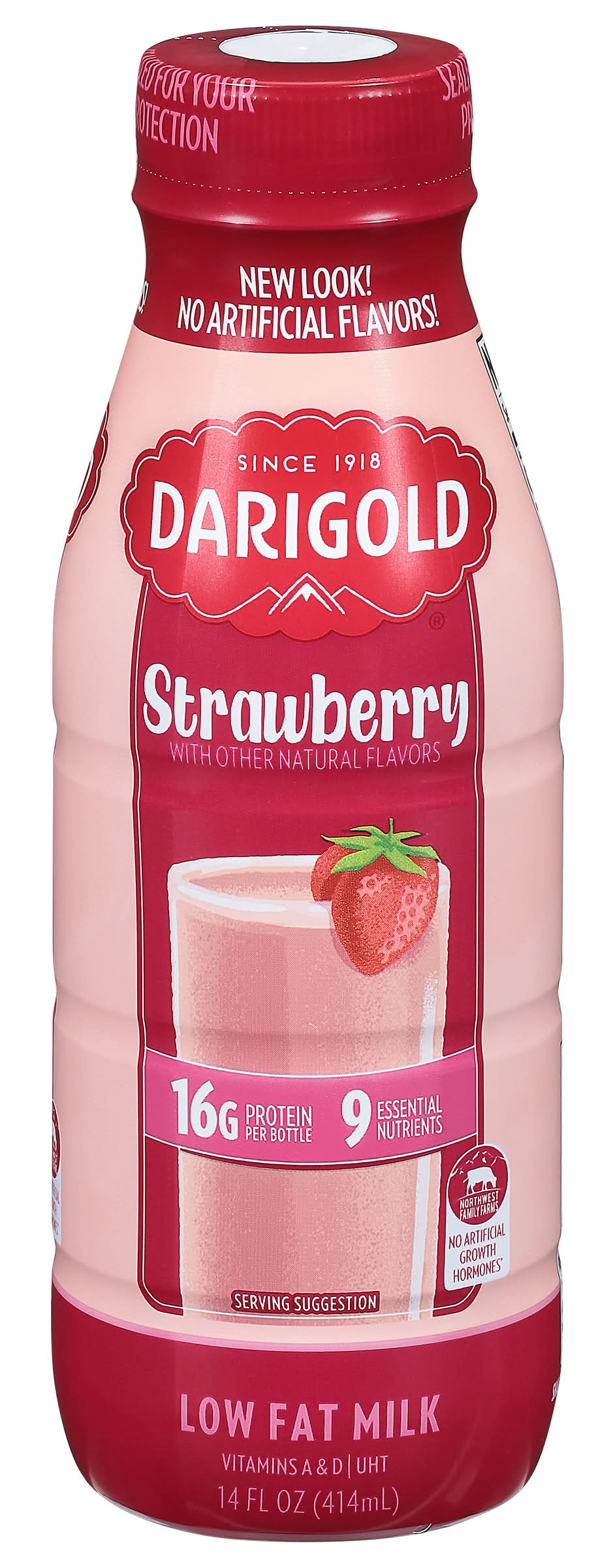 Darigold Uht Strawberry Milk Bottle (12 ct, 14 oz)