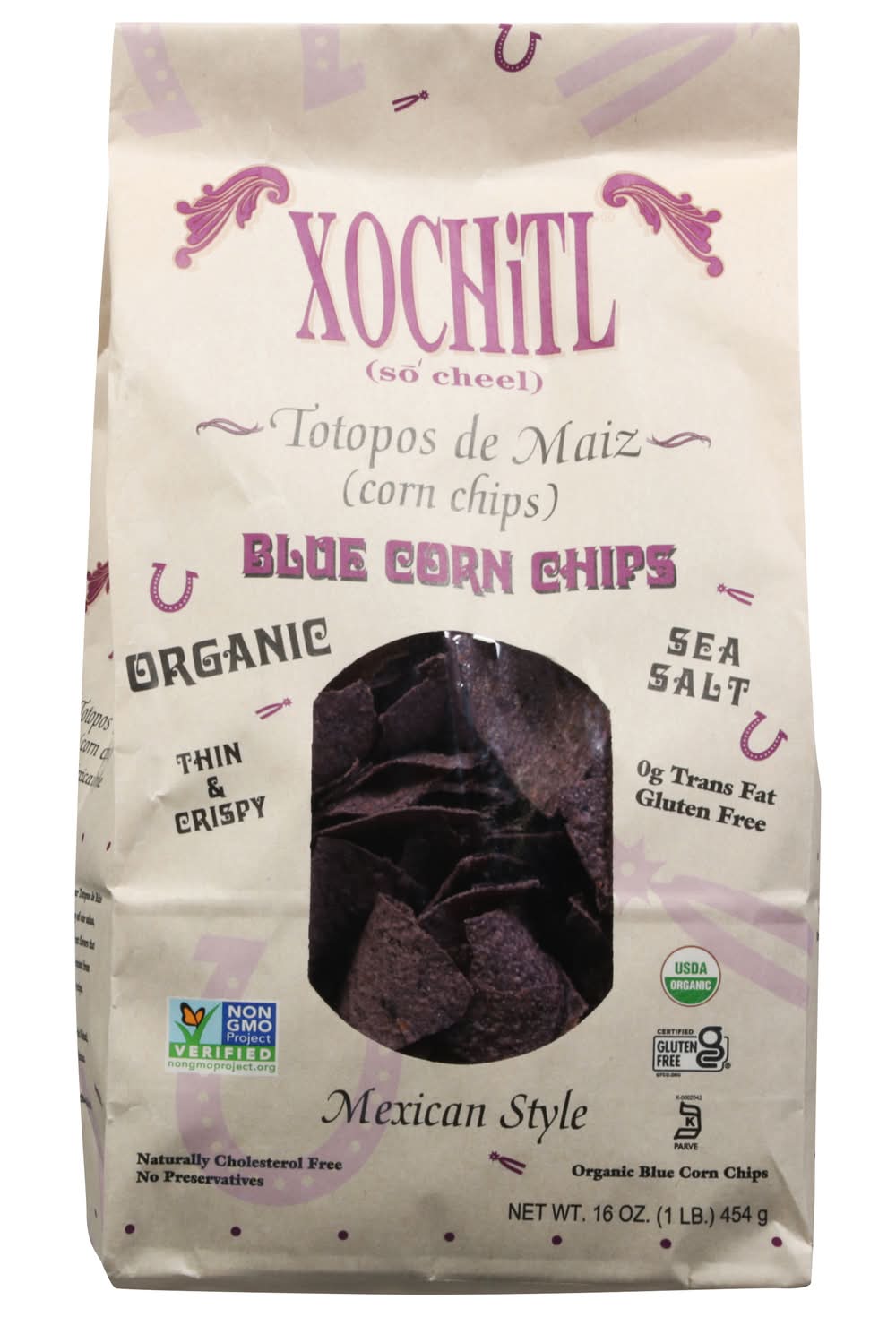 Xochitl Organic Mexican Style Blue Corn Chips, Sea Salt (16 oz)