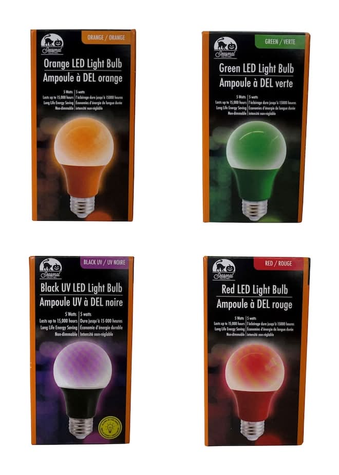 Seasonal Collection Halloween Led Color Light Bulb 5w, Assorted