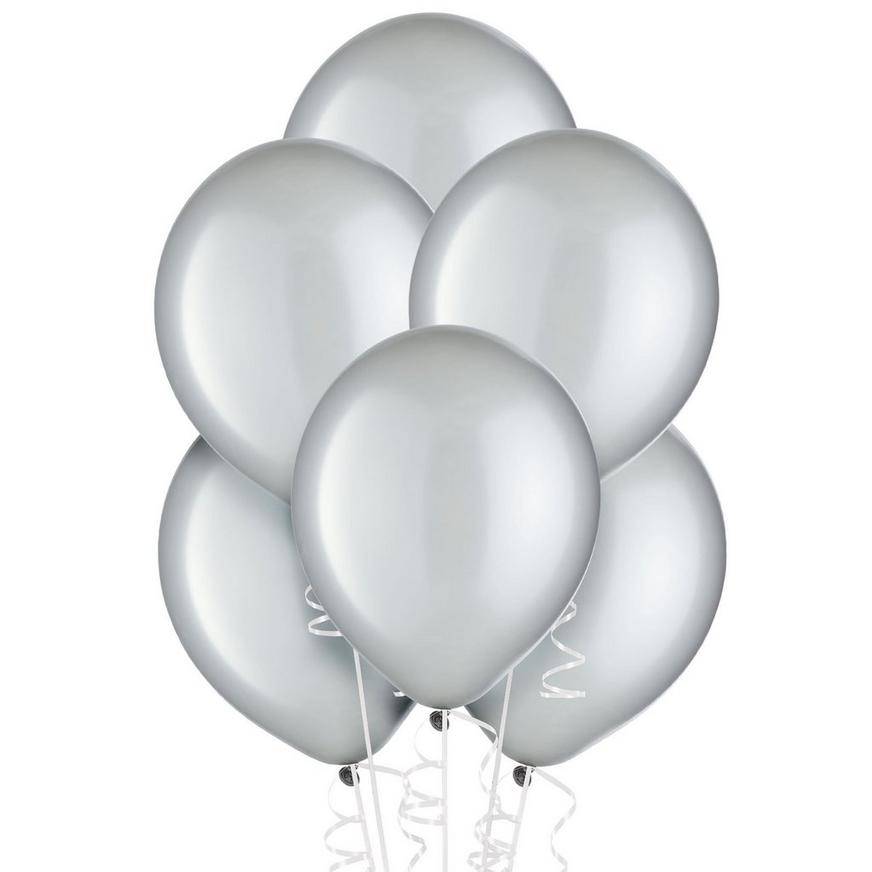 Uninflated 15ct, 12in, Silver Pearl Balloons