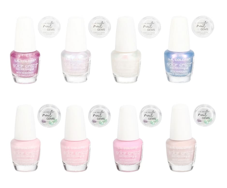 L.A. Colors Color Craze Nail Polish With Nail Gems, Assorted Shades, 2-pc Pack.