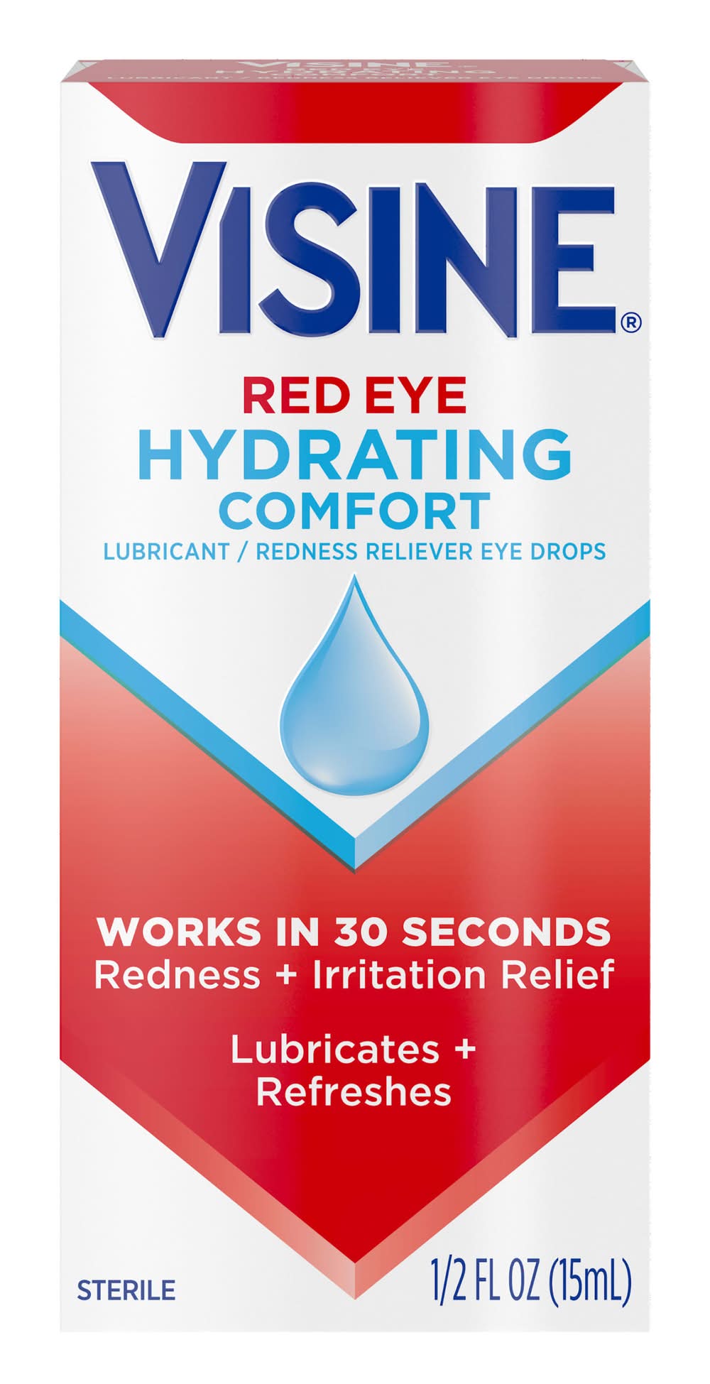 Visine Hydrating Comfort Lubricant Redness Reliever Red Eye Drops (0.5 fl oz)