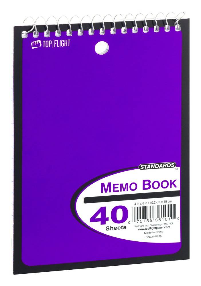 Top Flight Standards Memo Book 4" X 6" Assorted Colors