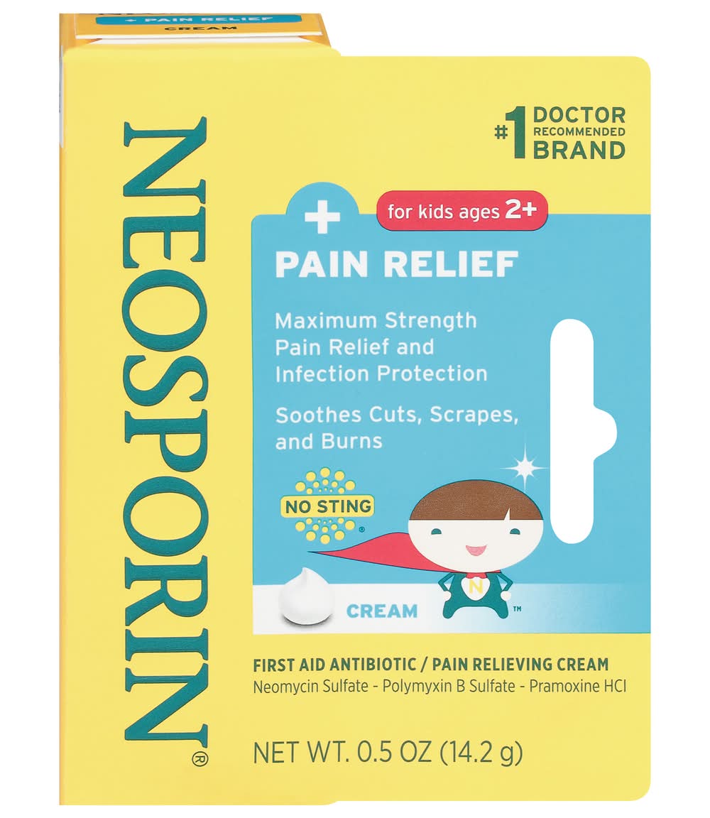 Neosporin First Aid Antibiotic + Pain Relief Cream For Kids 2+ Years (0.5 oz)