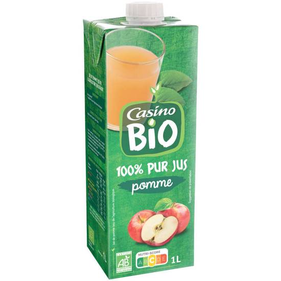 CASINO BIO - Jus de pomme - 100% pur jus - Biologique - 1l