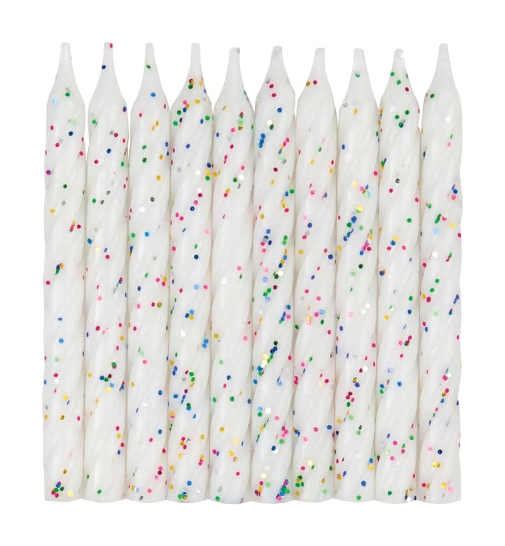3-2-1 Party Rainbow Glitter Birthday Candles, 2.5 in (10 ct)