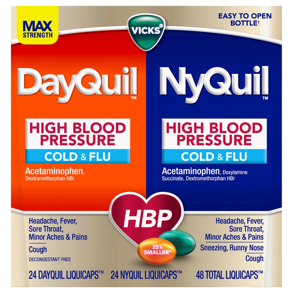 Vicks High Blood Pressure Dayquil/Nyquil Max Strength Cold & Flu (48 ct)