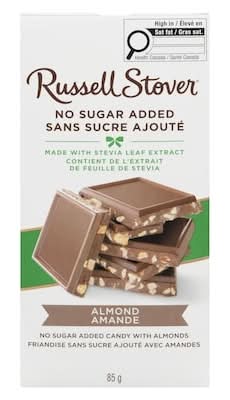 Russell Stover No Sugar Added Candy Chocolate Bar, Almond (85 g)
