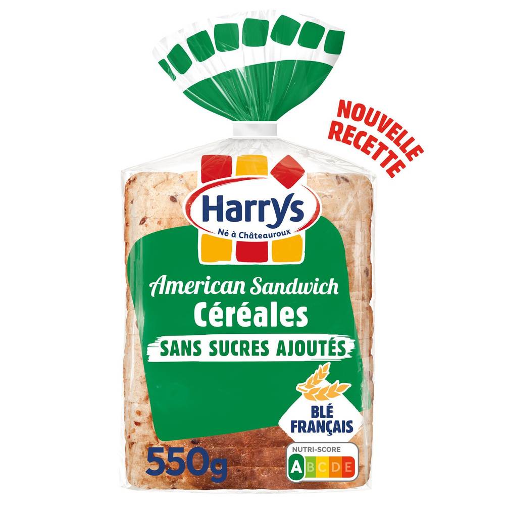 Pain de mie American sandwich 7 céréales sans sucres ajoutés sans additifs HARRYS - le sachet de 14 tranches