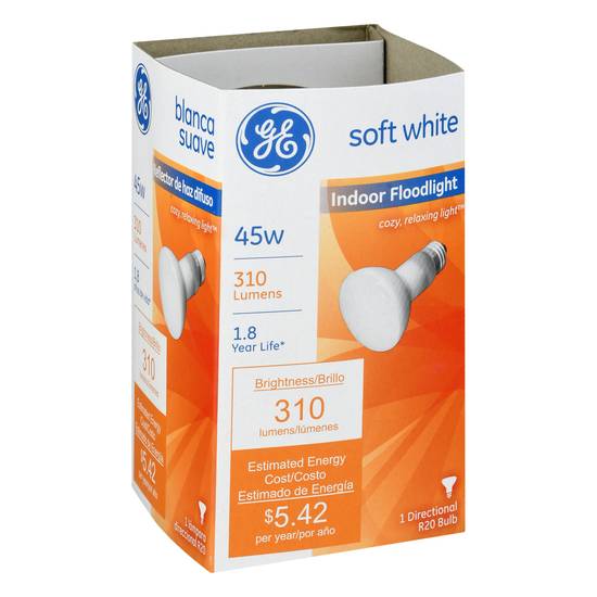 Ge Soft White Indoor Floodlight 45w R20 Bulb (1 ct)