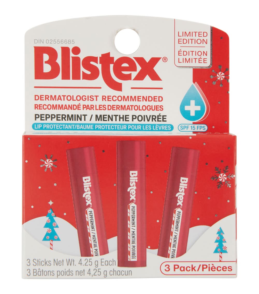 Blistex Limited Edition Lip Balm With Spf 15, Peppermint (3 x 4.25 g)