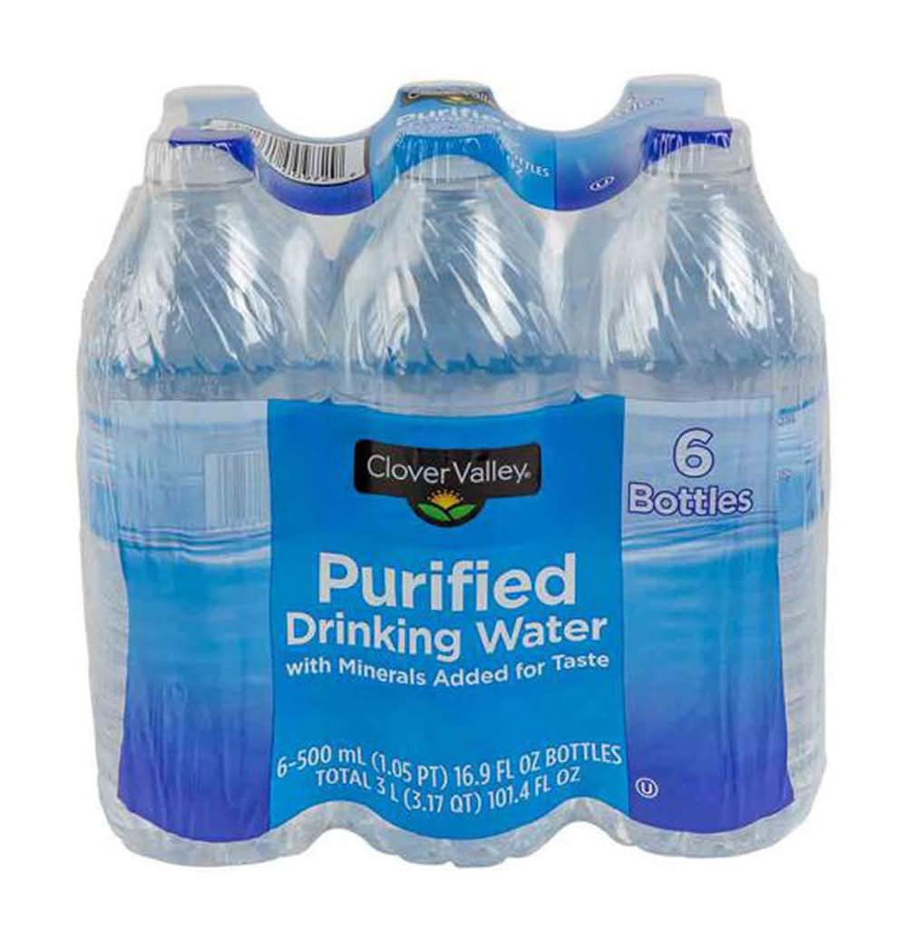 Clover Valley Purified Drinking Water 16.9 Fl Oz Bottles - 6 Ct