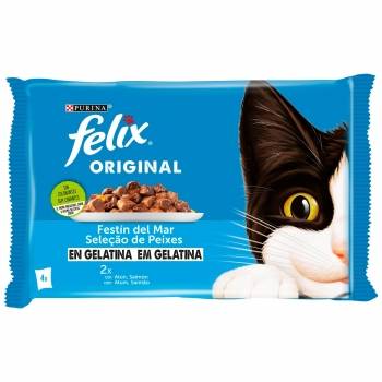 Gelatina selección de pescado para gatos Felix Original Purina 4x85 g
