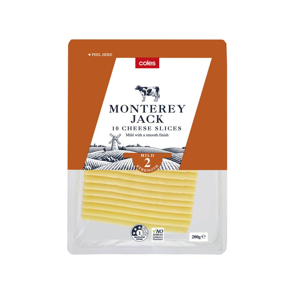 Coles Monterey Jack Cheese Slices 200g