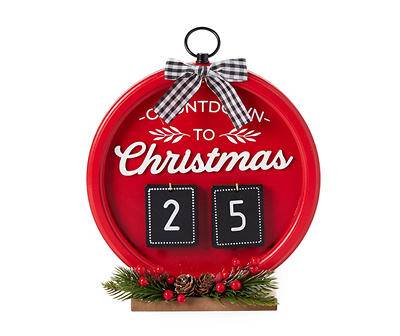 "Countdown To Christmas" Pine, Berry & Pinecone Tabletop Countdown Calendar