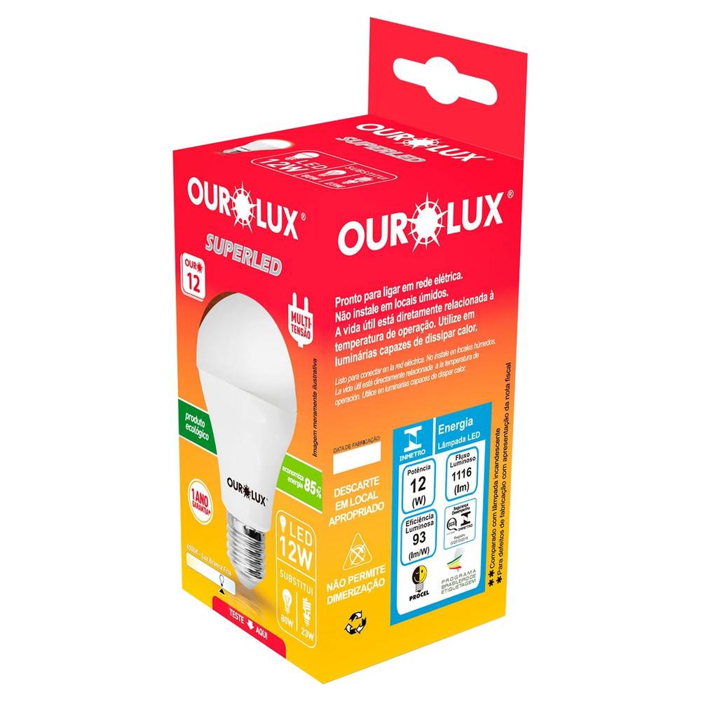 Ourolux lâmpada superled branca fria 6500k (12w)