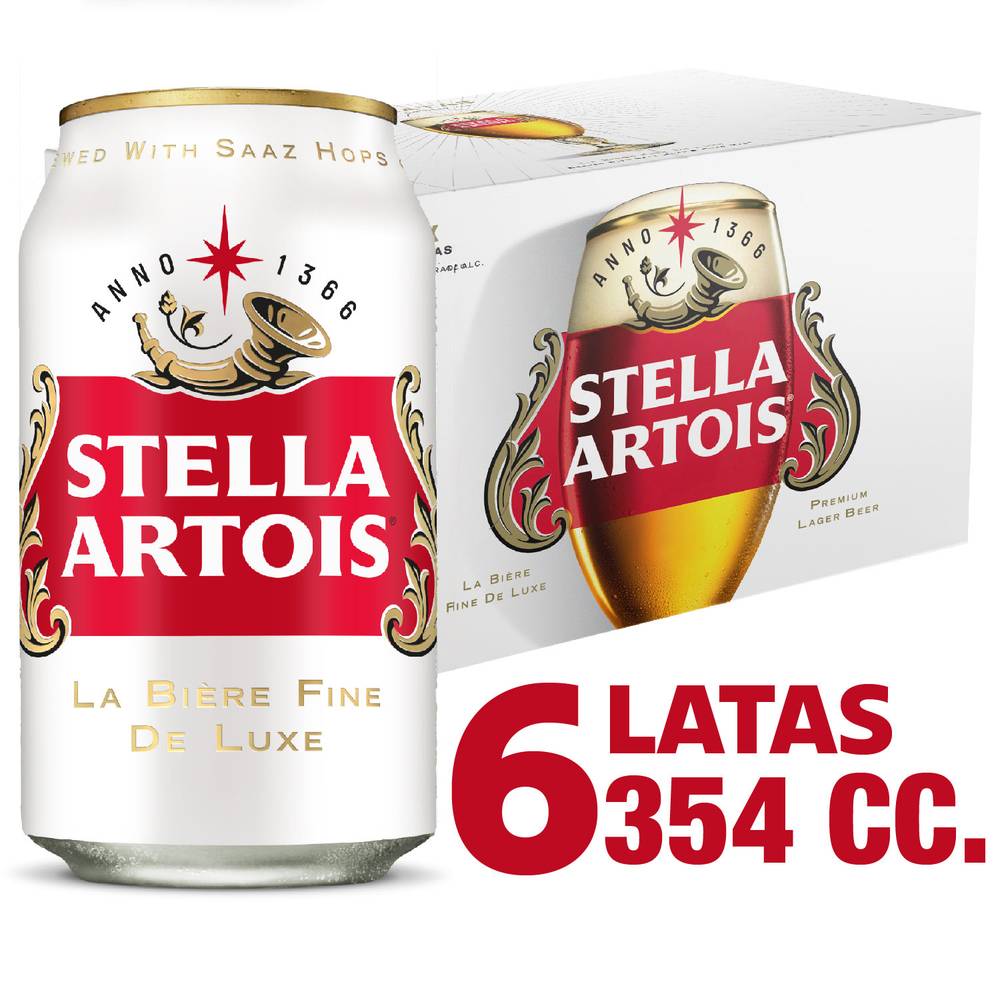 Stella artois pack cerveza lager (6 u x 354 ml c/u)