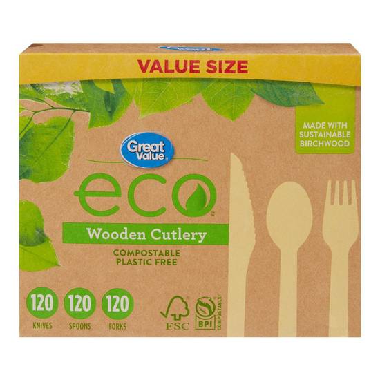 Great Value Eco Wooden Cutlery (360 units)