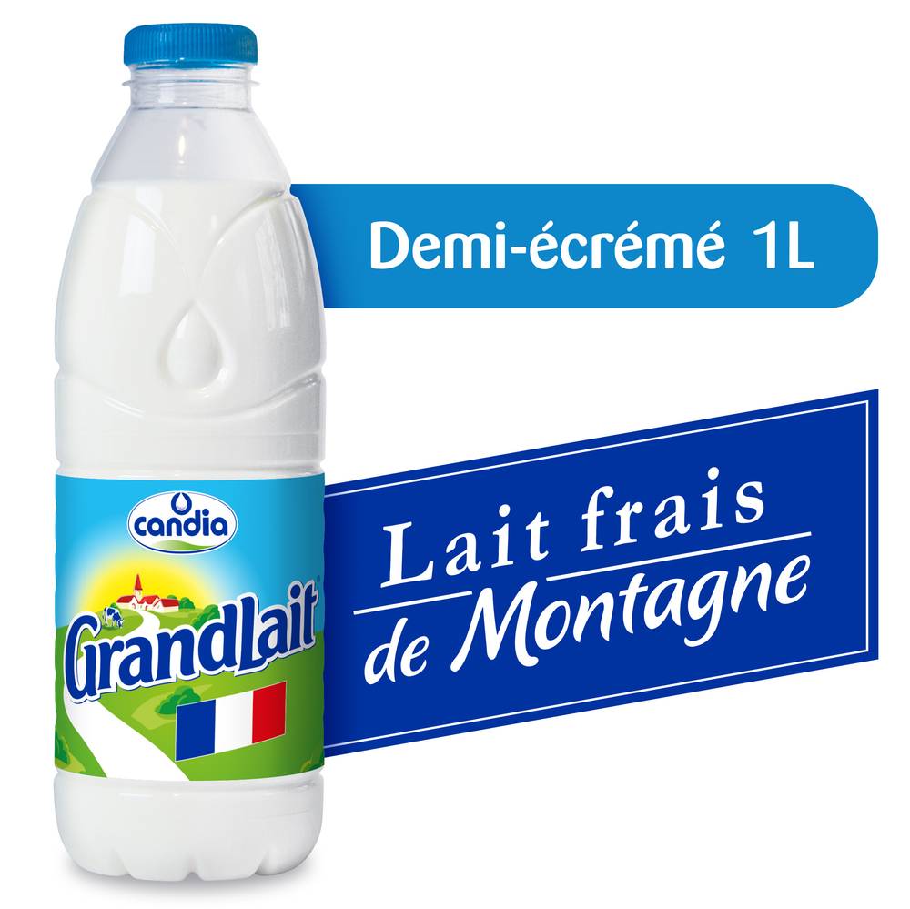 Candia - Grandlait lait frais de montagne demi-écrémé pasteurisé (1L)