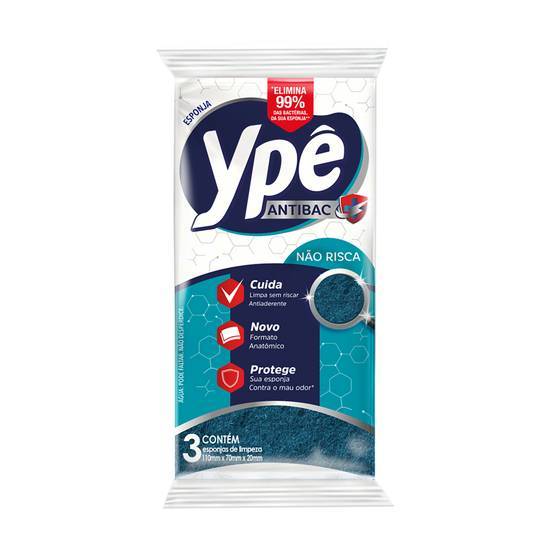 Ypê esponja de limpeza antibac não risca (3 unidades)