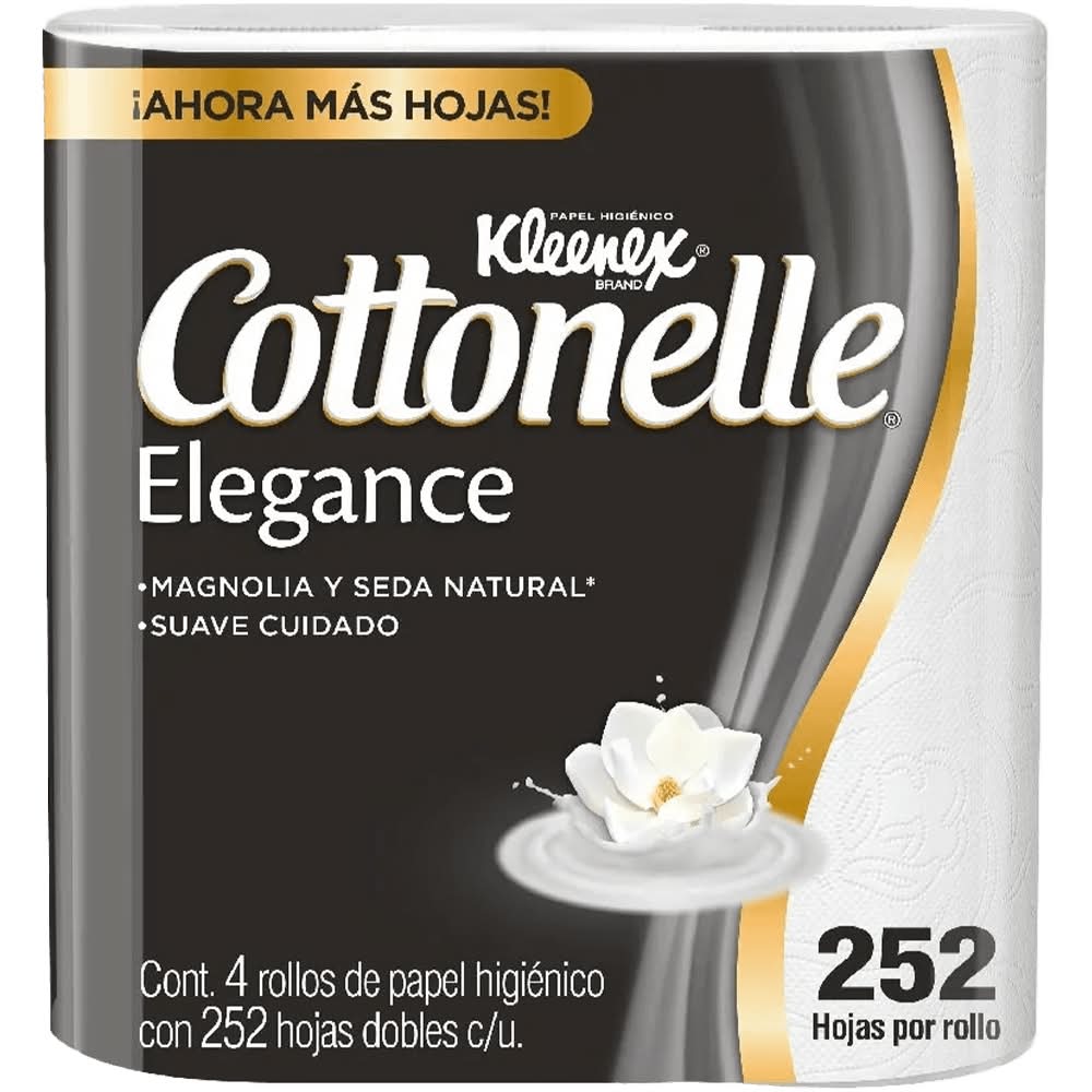 Kleenex · Cottonelle elegance papel higiénico de hojas dobles, magnolia, XL (4 un)