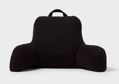Faux Shearling Bed Rest Black - Room Essentials™: Comfort Support Pillow for Dorm, Indoor/Outdoor Use