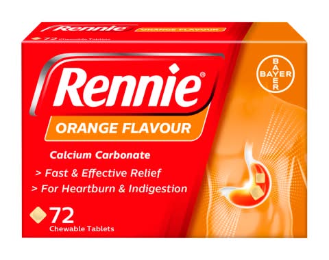 Rennie Orange, Calcium Carbonate Chewable Tablets (72 pack)
