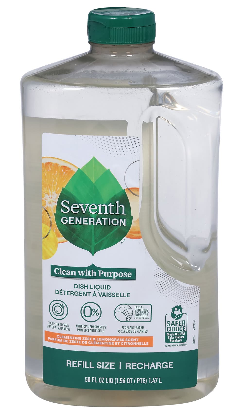 Seventh Generation Clean With Purpose Dish Liquid Soap, Lemongrass-Clementine (50 fl oz)