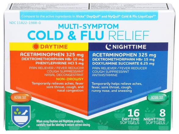 Rite Aid Multi-Symptom Daytime and Nighttime Cold and Flu Relief - 24 ct