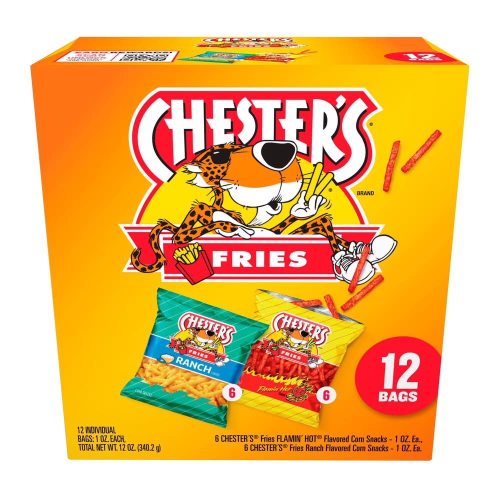 Chester's Fries Corn Snacks, Ranch-Flamin' Hot (12 x 1 oz)