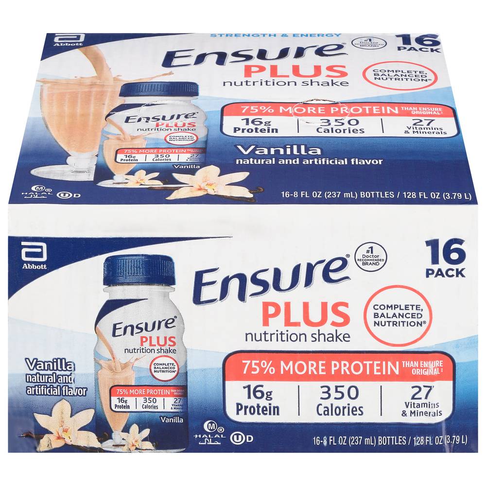 Ensure Plus Nutrition Shake Vanilla Ready To Drink (16 x 8 fl oz)