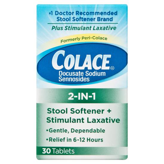 Colace Stool Softener + Stimulant Laxative Tablets (30 ct)