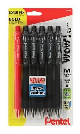 Pentel® Wow! Ballpoint Pens 6-Pack Black