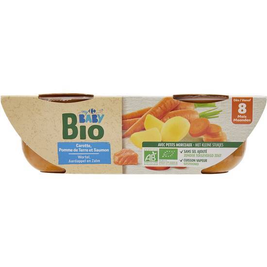 Carrefour Baby Bio - Carotte, pomme de terre et saumon dès 8 mois
