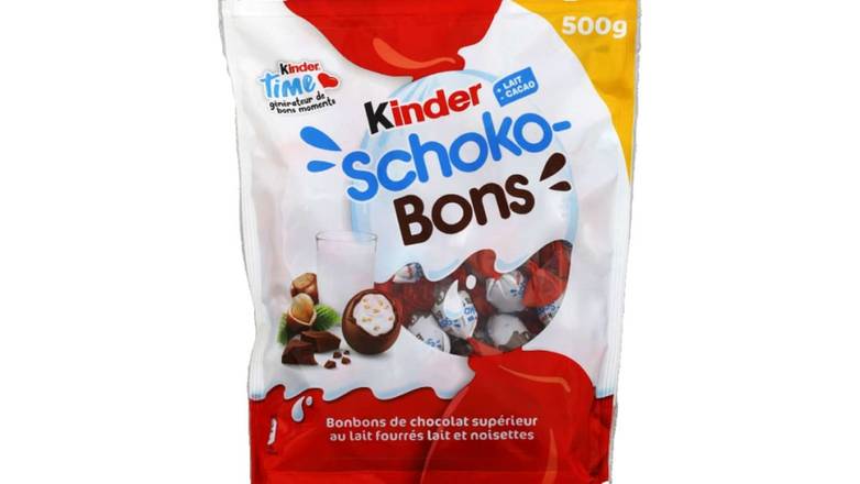Kinder Bonbons de chocolat au lait fourrés au lait et noisettes Le sachet de 500g