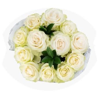 Good Little Garden Fresh Cut Vibrant White Roses Bouquet (12 ct)