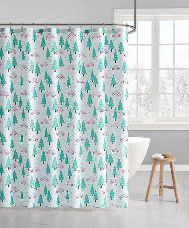 Holiday Time Pink Truck Shower Curtain