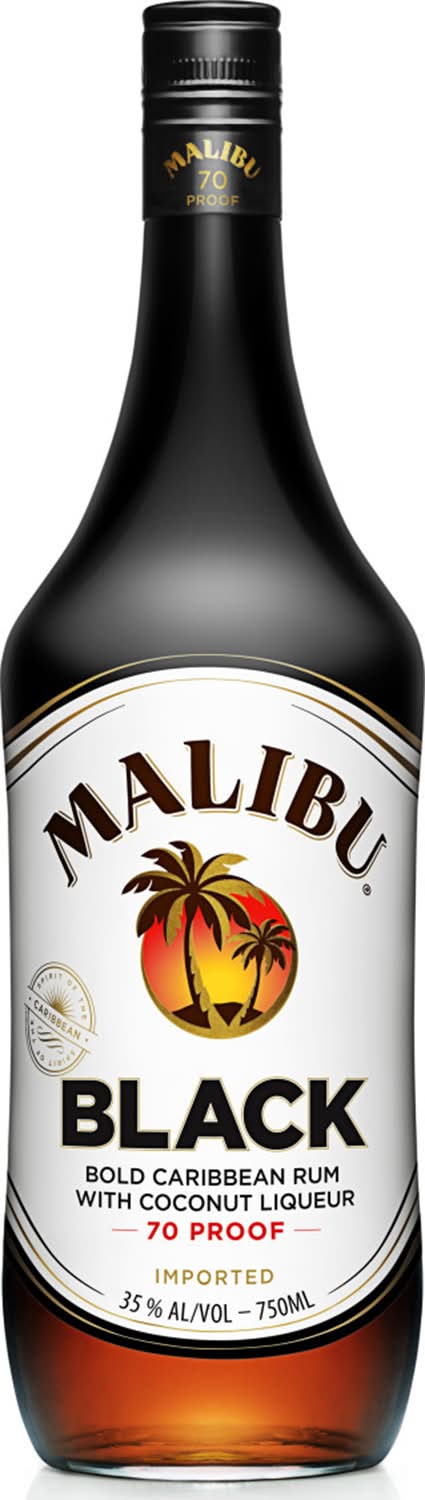 Malibu Black Caribbean Rum With Coconut Flavored Liqueur 70 Proof (750 ml)