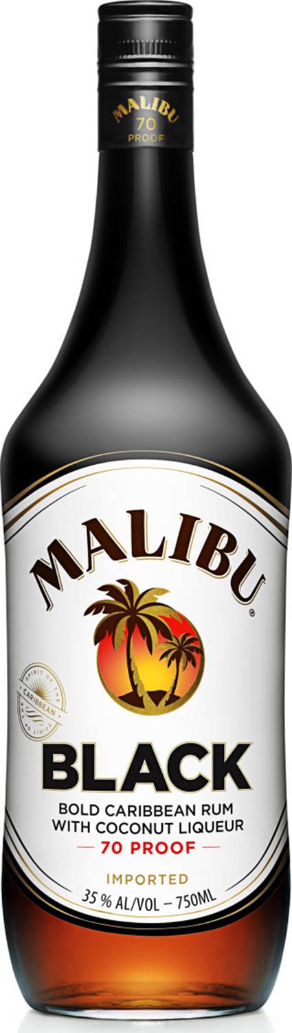 Malibu Black Caribbean Rum With Coconut Flavored Liqueur 70 Proof (750 ml)