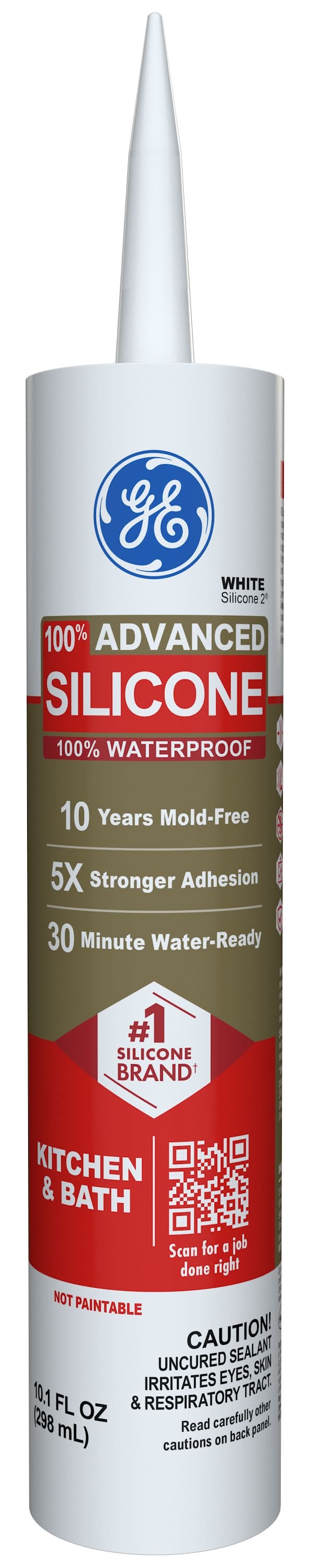GE Advanced Silicone 10.1-oz Kitchen and Bath White Silicone Caulk