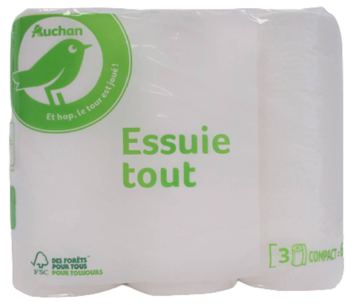 Auchan - Essuie tout blanc compact, blanc