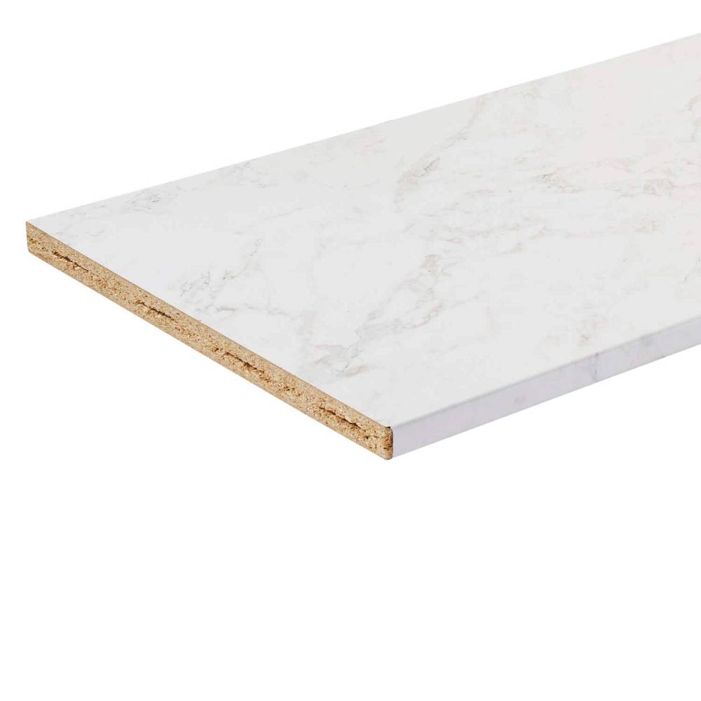 Stretta 6-ft x 25.5-in x 1.125-in White Marble Left-Hand Miter-Cut Laminate Countertop | 83185