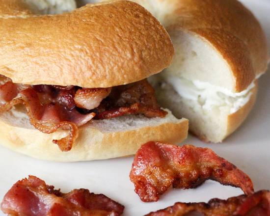 Toasted Large Bagel with Cream Cheese and Canadian Bacon