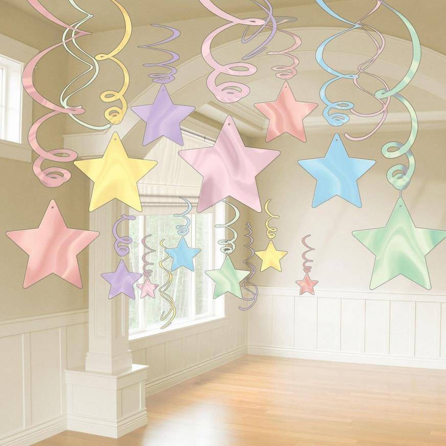 Party City Pastel Star Swirl Decoration Set (unisex/multicolor/pastel)