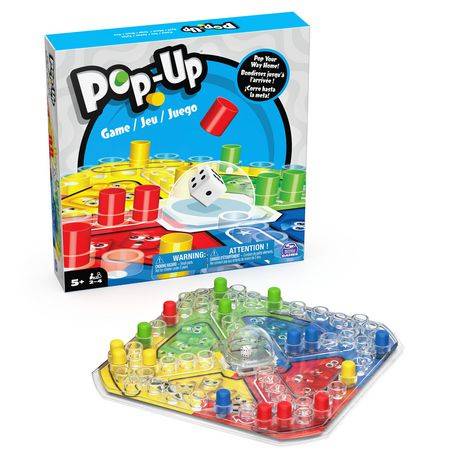 Spin Master Games, Jeu Pop-Up pour enfants, jeu de société coloré pour 2 à 4 joueurs, jeu familial, super cool, jeux amusants, pour les enfants à partir de 5 ans