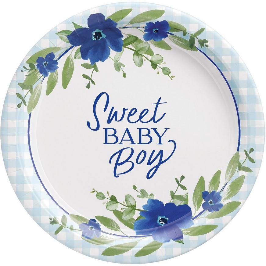 Amscan Sweet Baby Boy Paper Dinner Plates, 10.5 Inch (8 ct)